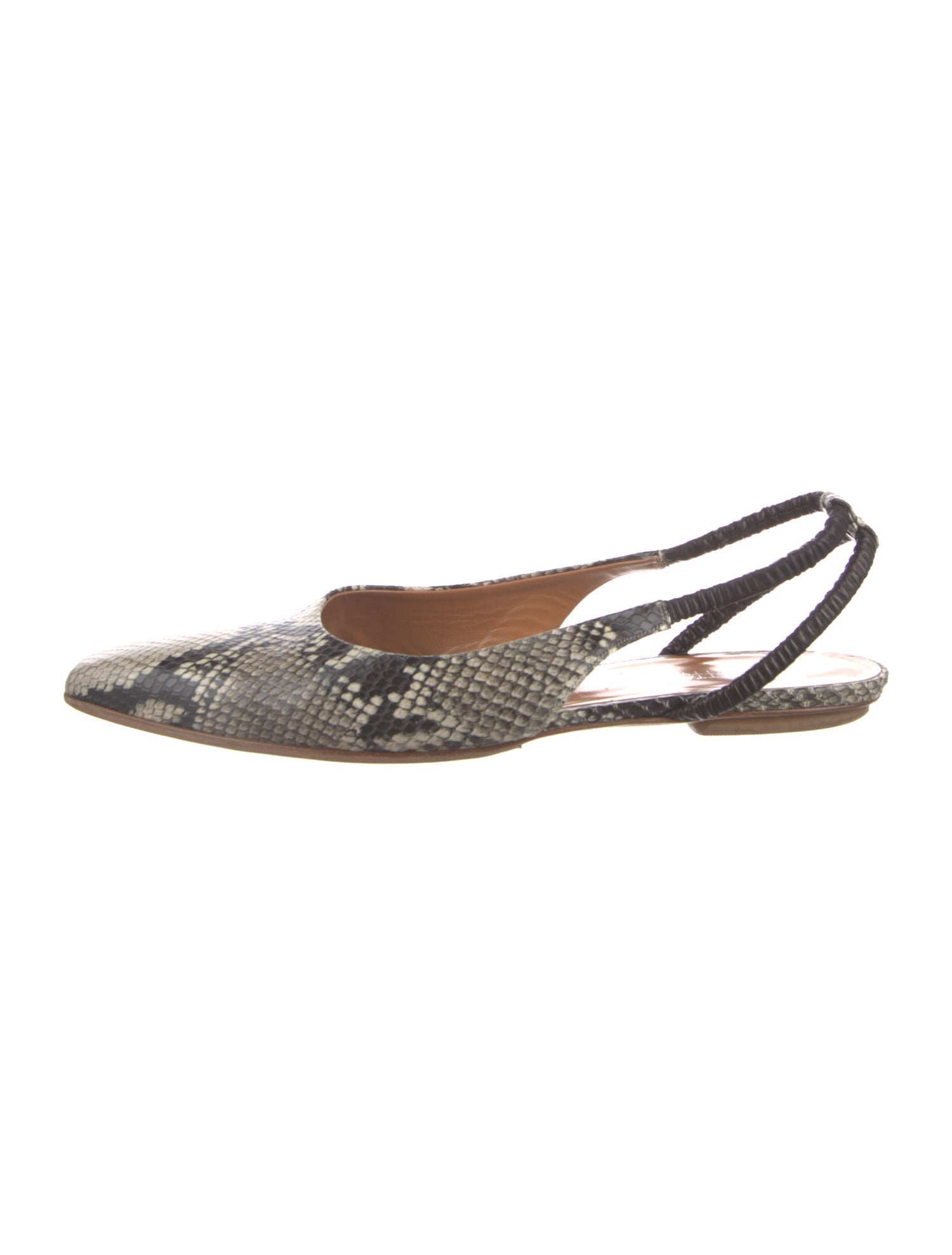 Rosetta Getty Leather Animal Print Slingback Flats