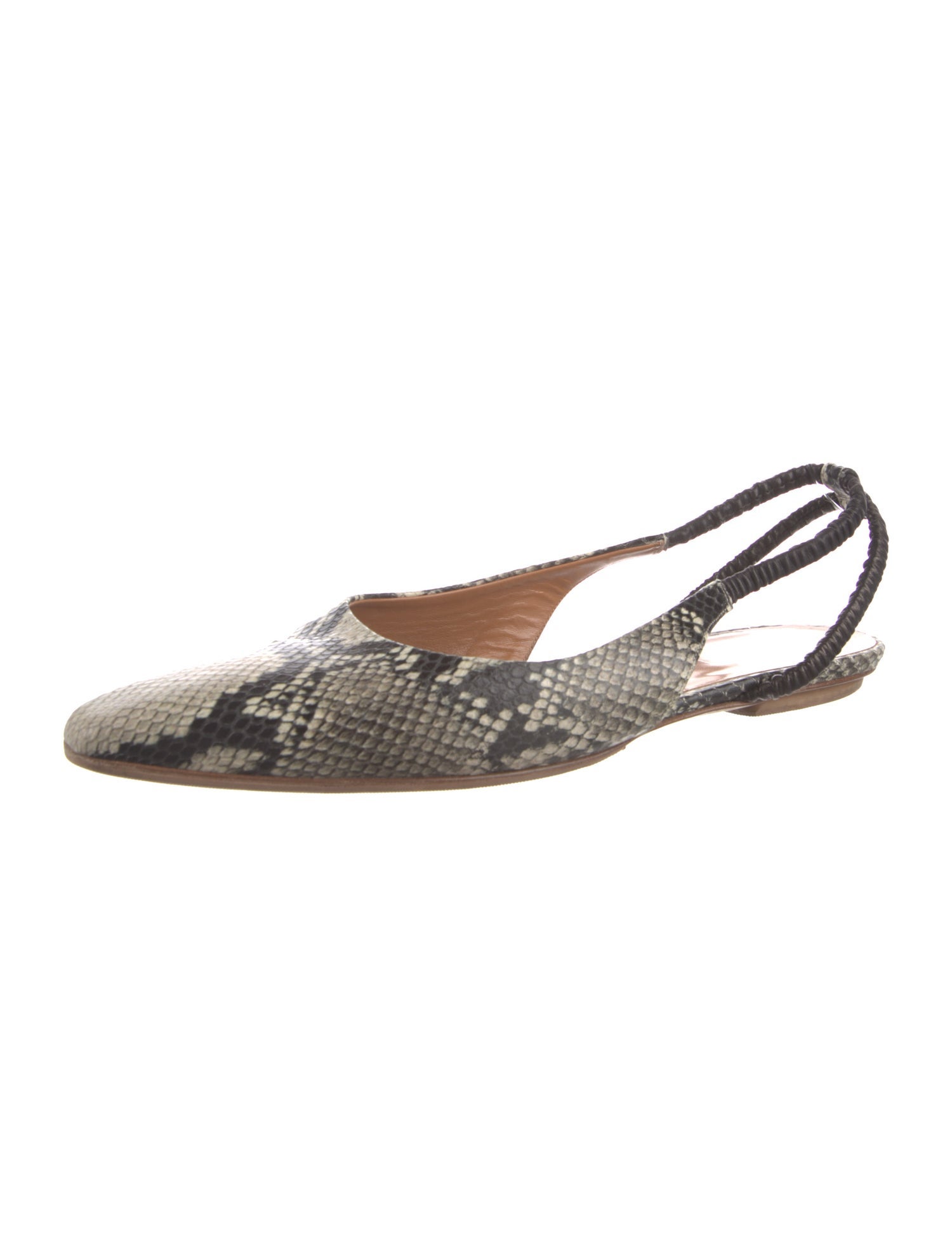Rosetta Getty Leather Animal Print Slingback Flats