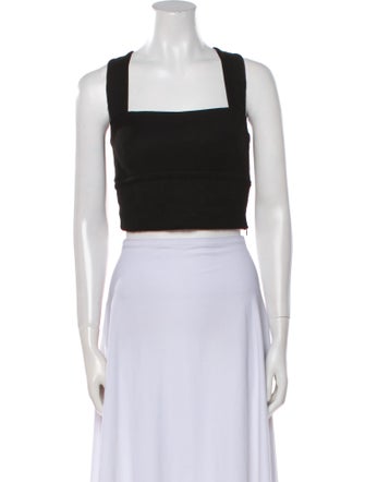 Rosetta Getty Square Neckline Sleeveless Crop Top