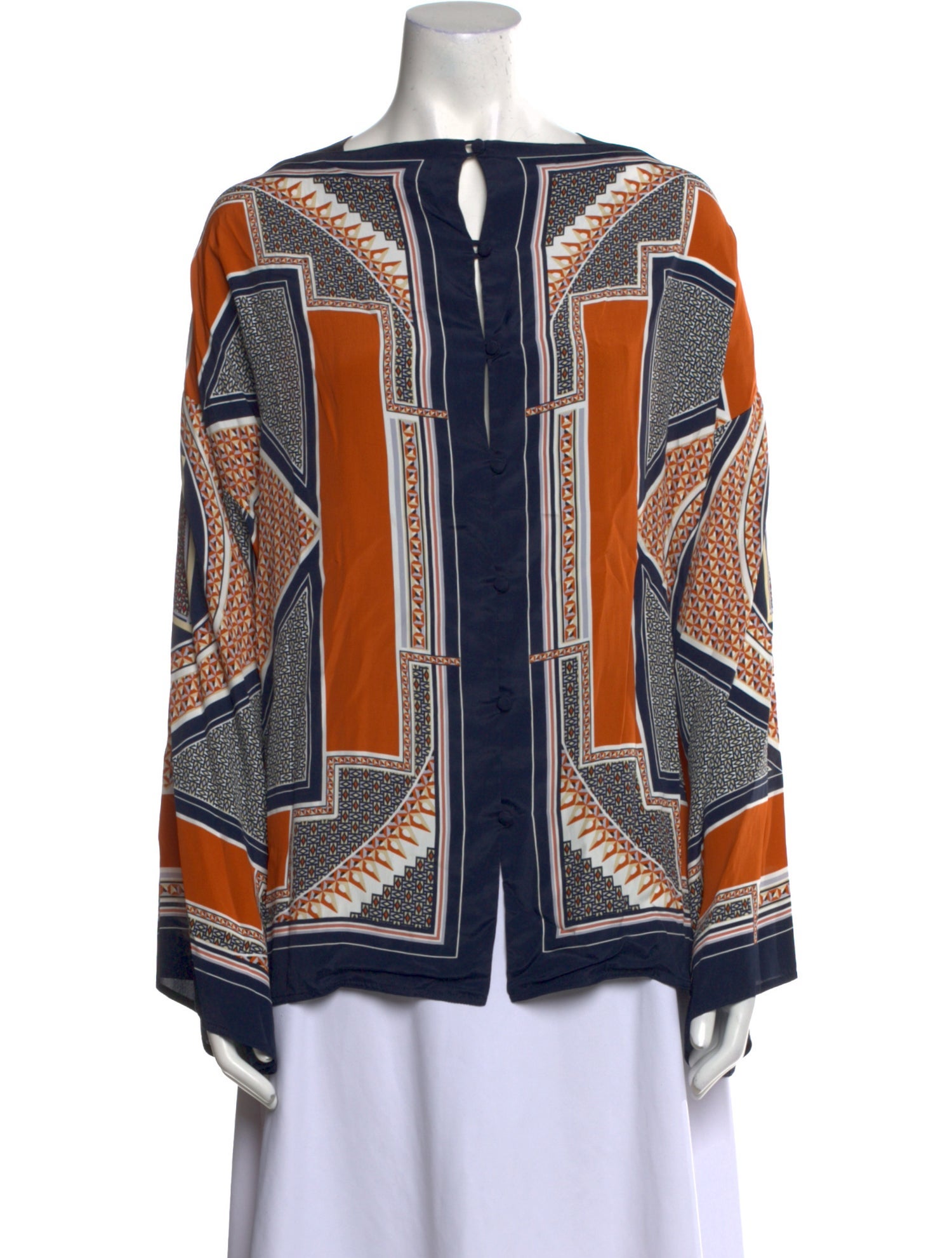 Rosetta Getty Printed Bateau Neckline Tunic