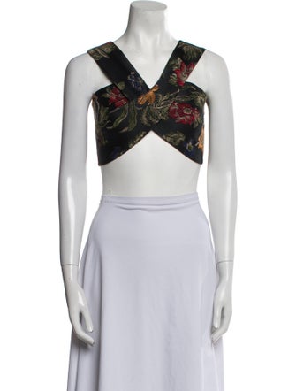 Rosetta Getty Printed V-Neck Crop Top