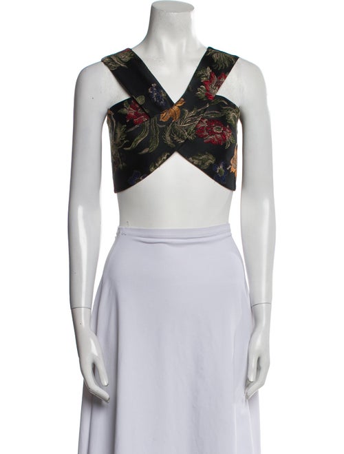 Rosetta Getty Printed V-Neck Crop Top