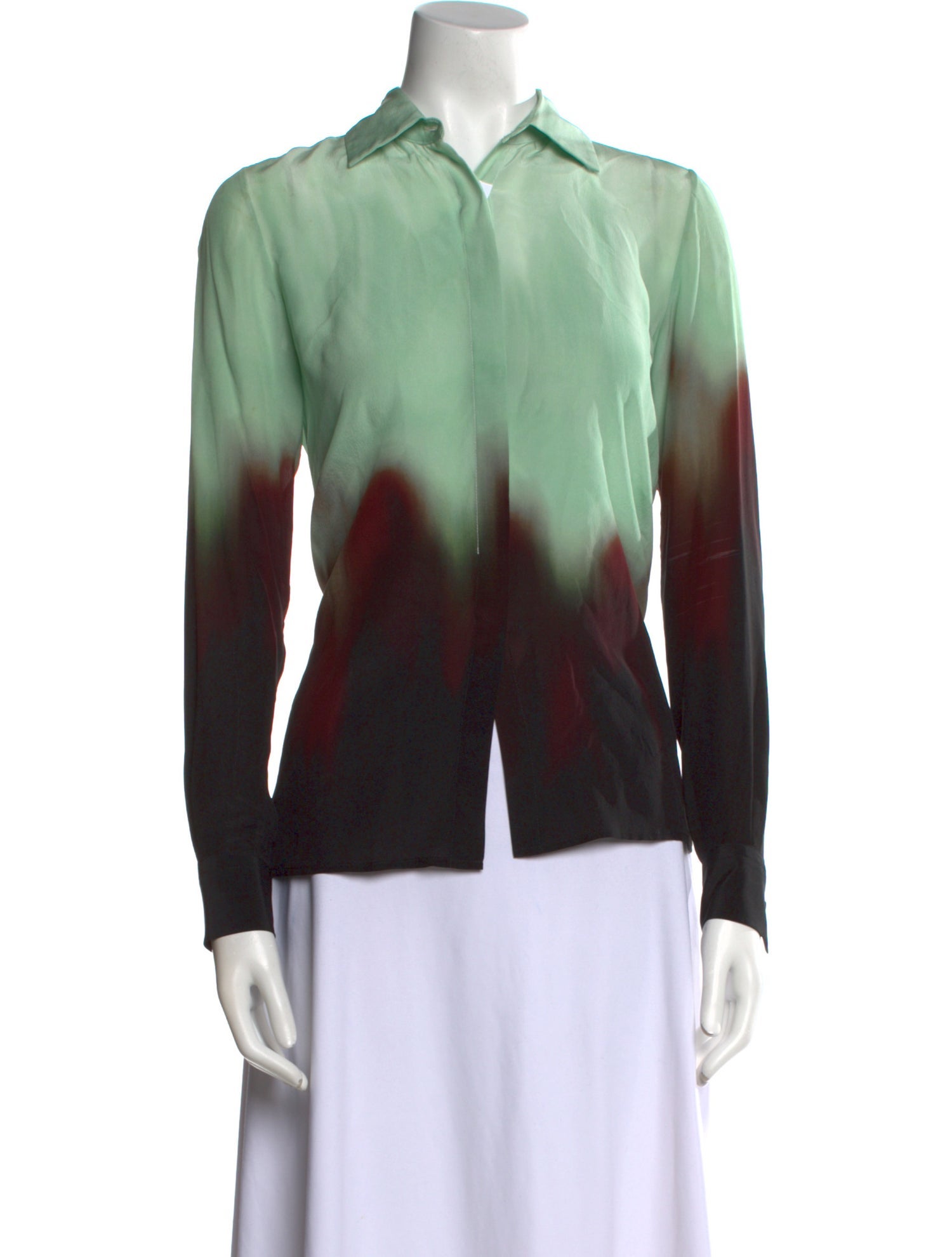 Rosetta Getty Silk Tie-Dye Print Blouse