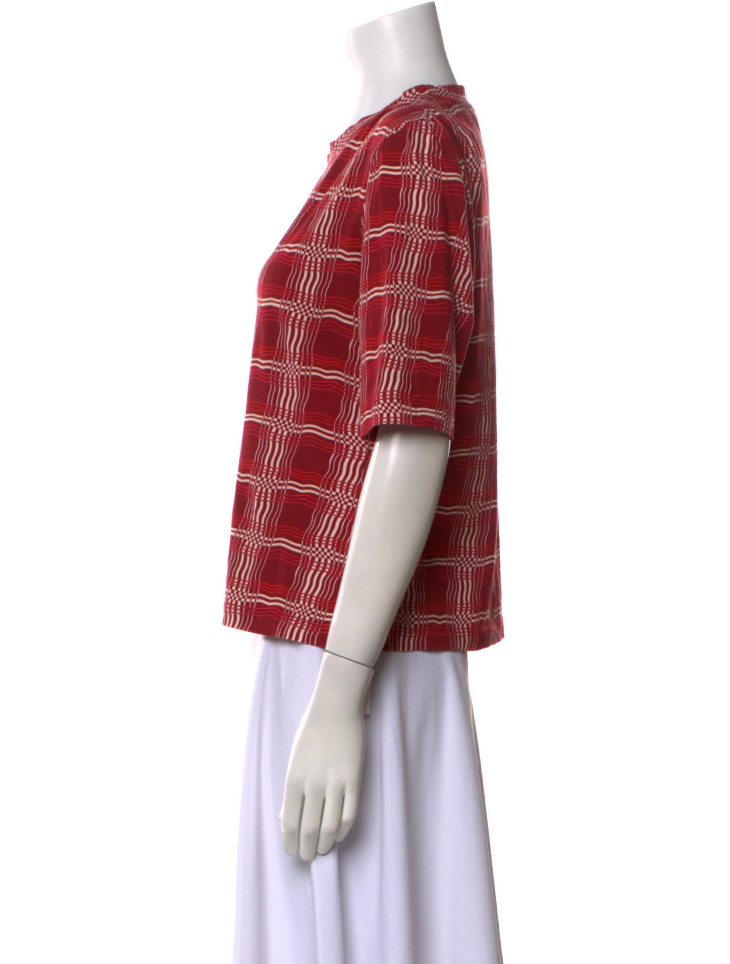 Rosetta Getty Plaid Print Crew Neck T-Shirt