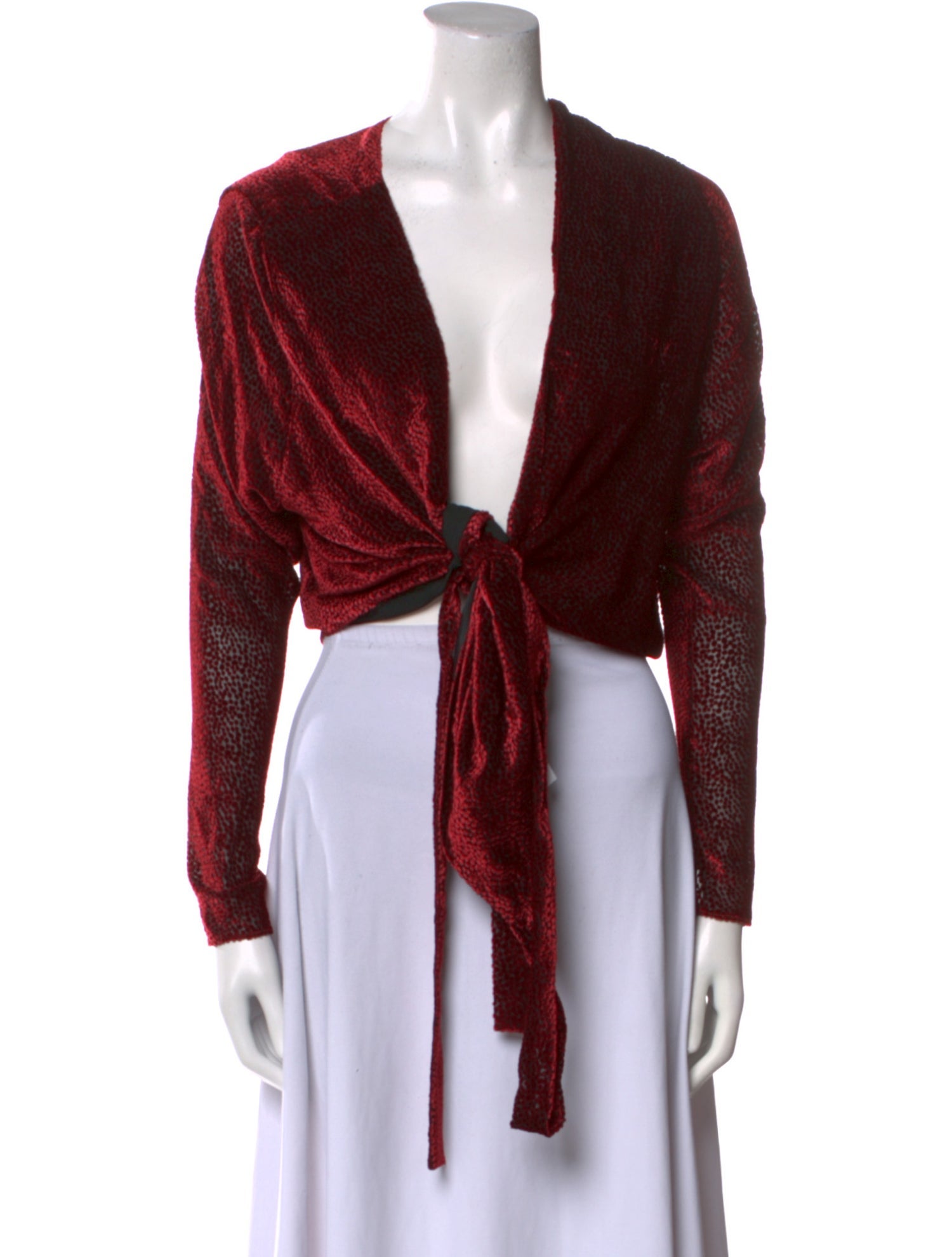 Rosetta Getty V-Neck Long Sleeve Crop Top