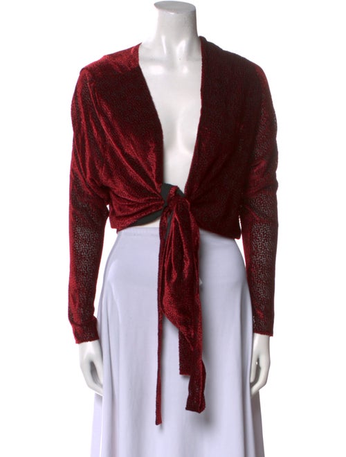 Rosetta Getty V-Neck Long Sleeve Crop Top