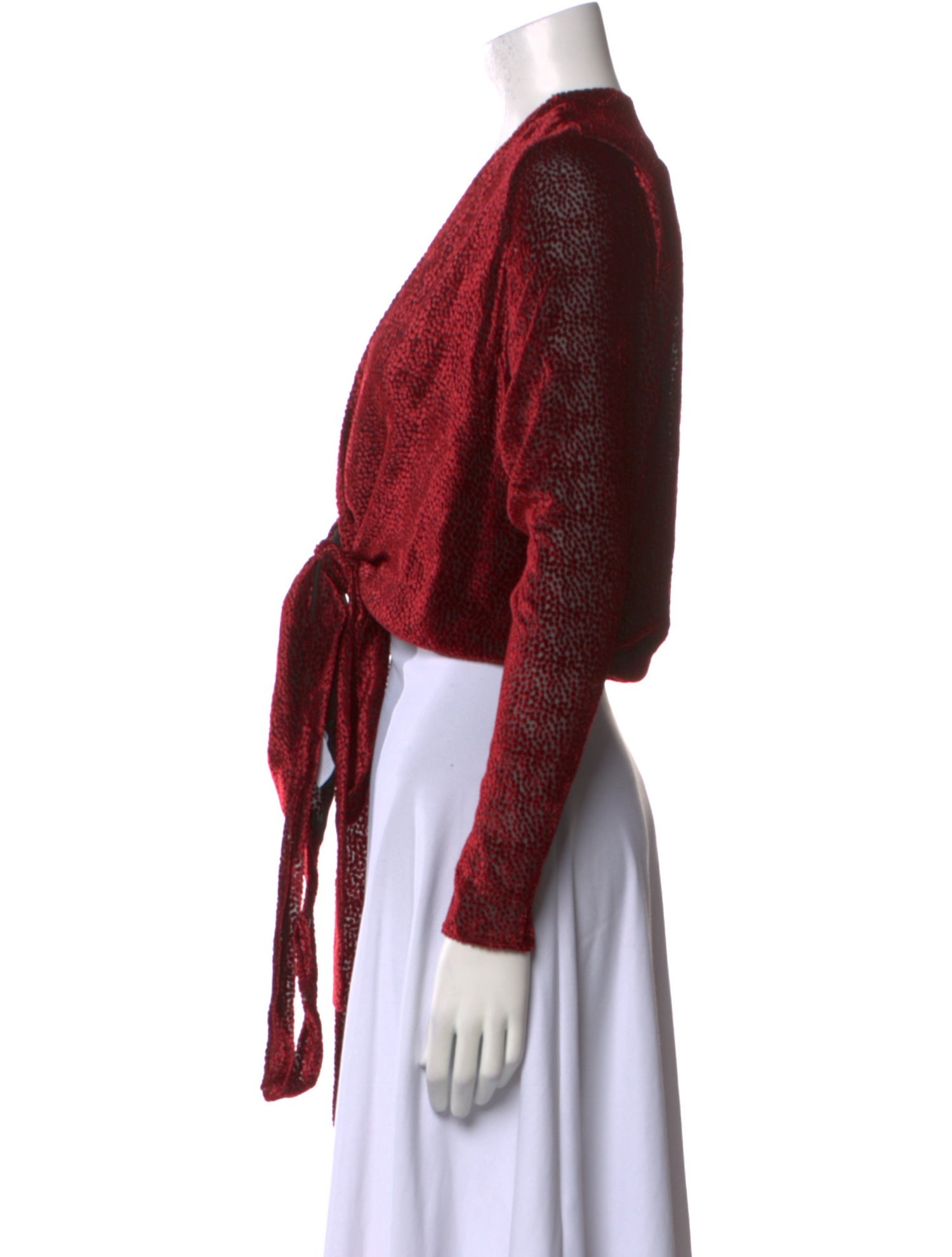 Rosetta Getty V-Neck Long Sleeve Crop Top