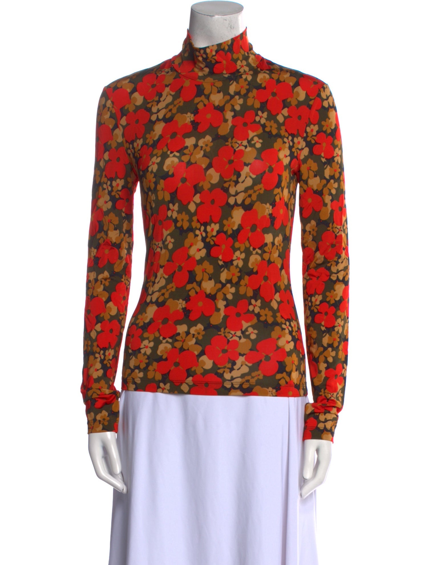 Rosetta Getty Floral Print Mock Neck Top