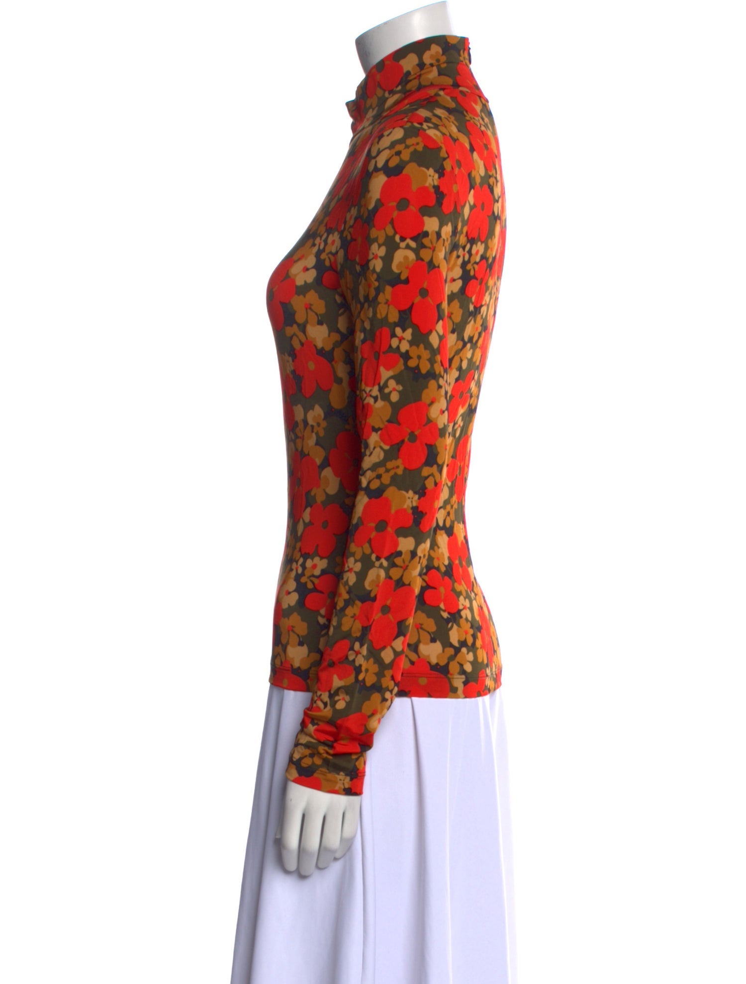 Rosetta Getty Floral Print Mock Neck Top