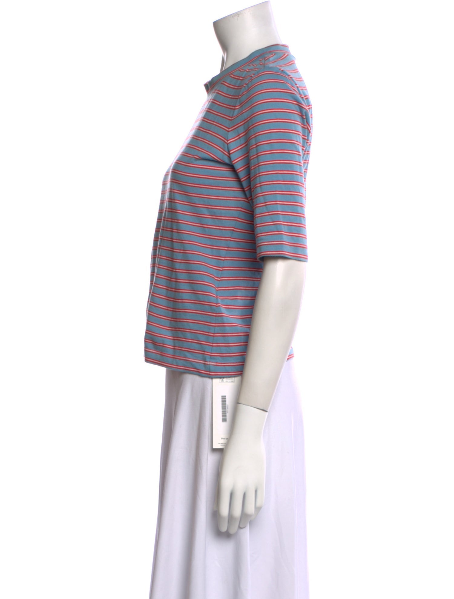 Rosetta Getty Striped Crew Neck Crop Top