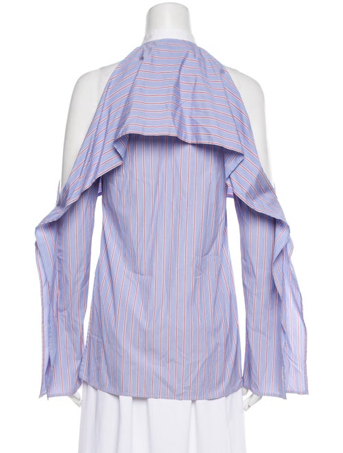 Rosetta Getty Striped Halterneck Button-Up Top