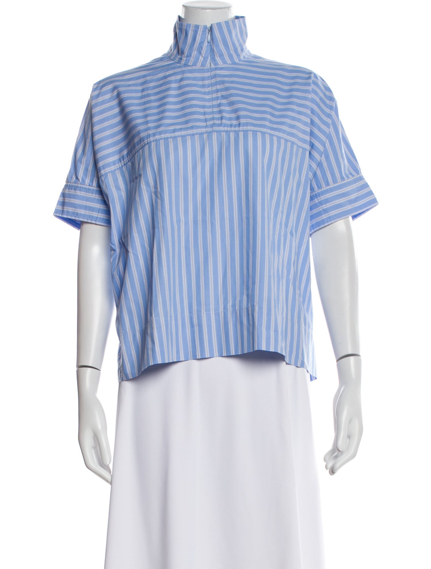 Rosetta Getty Striped Mock Neck Crop Top