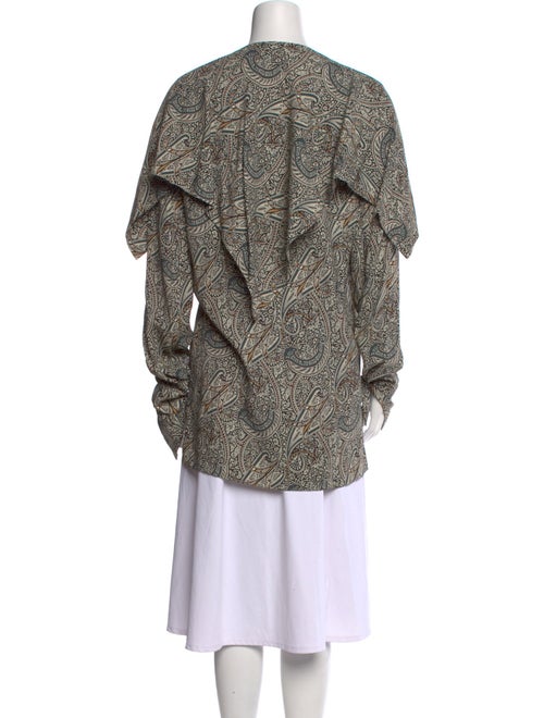 Rosetta Getty Paisley Print Mock Neck Button-Up Top