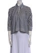 Rosetta Getty Striped Three-Quarter Sleeve Crop Top