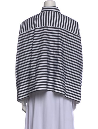 Rosetta Getty Striped Three-Quarter Sleeve Crop Top