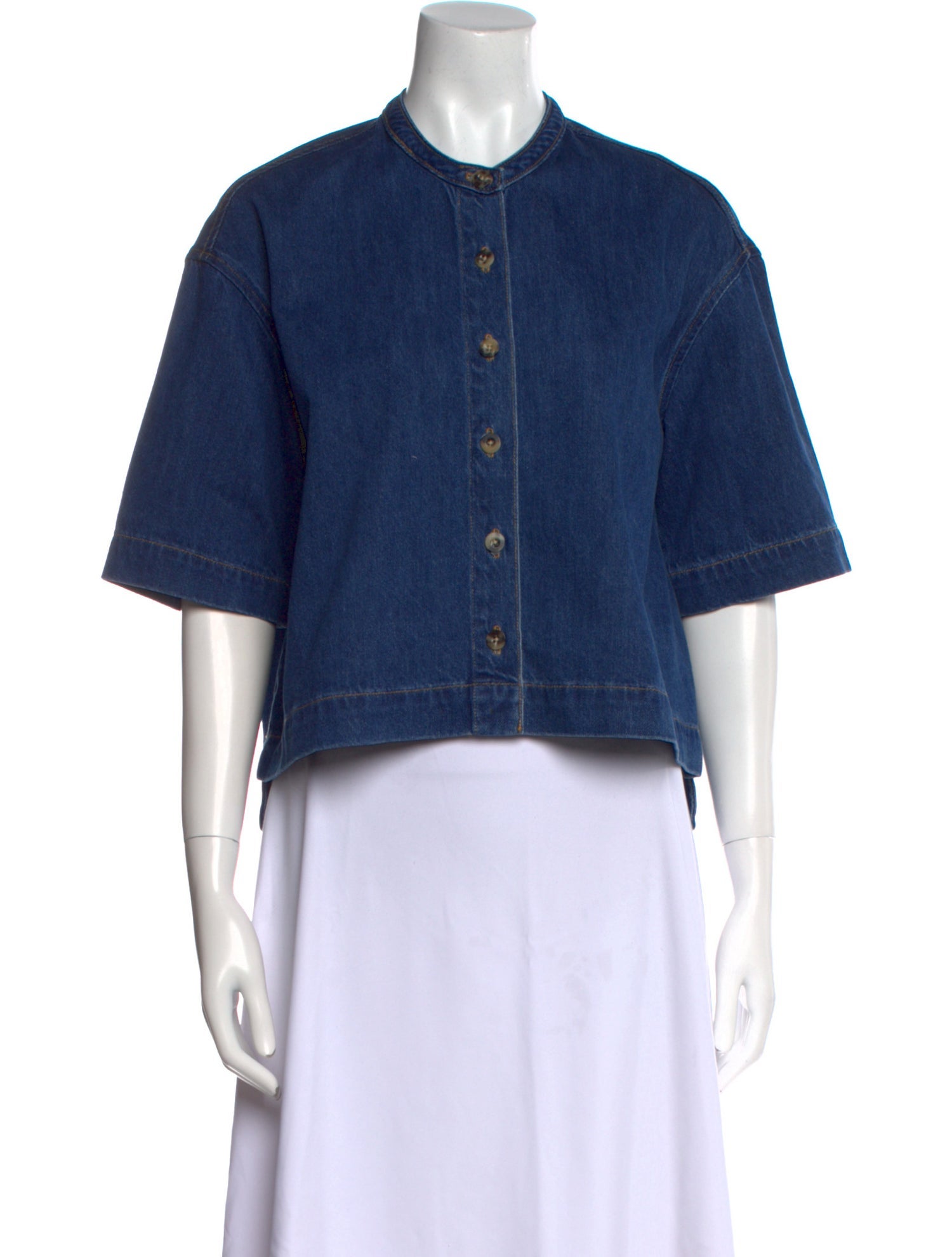 Rosetta Getty Mock Neck Short Sleeve Crop Top