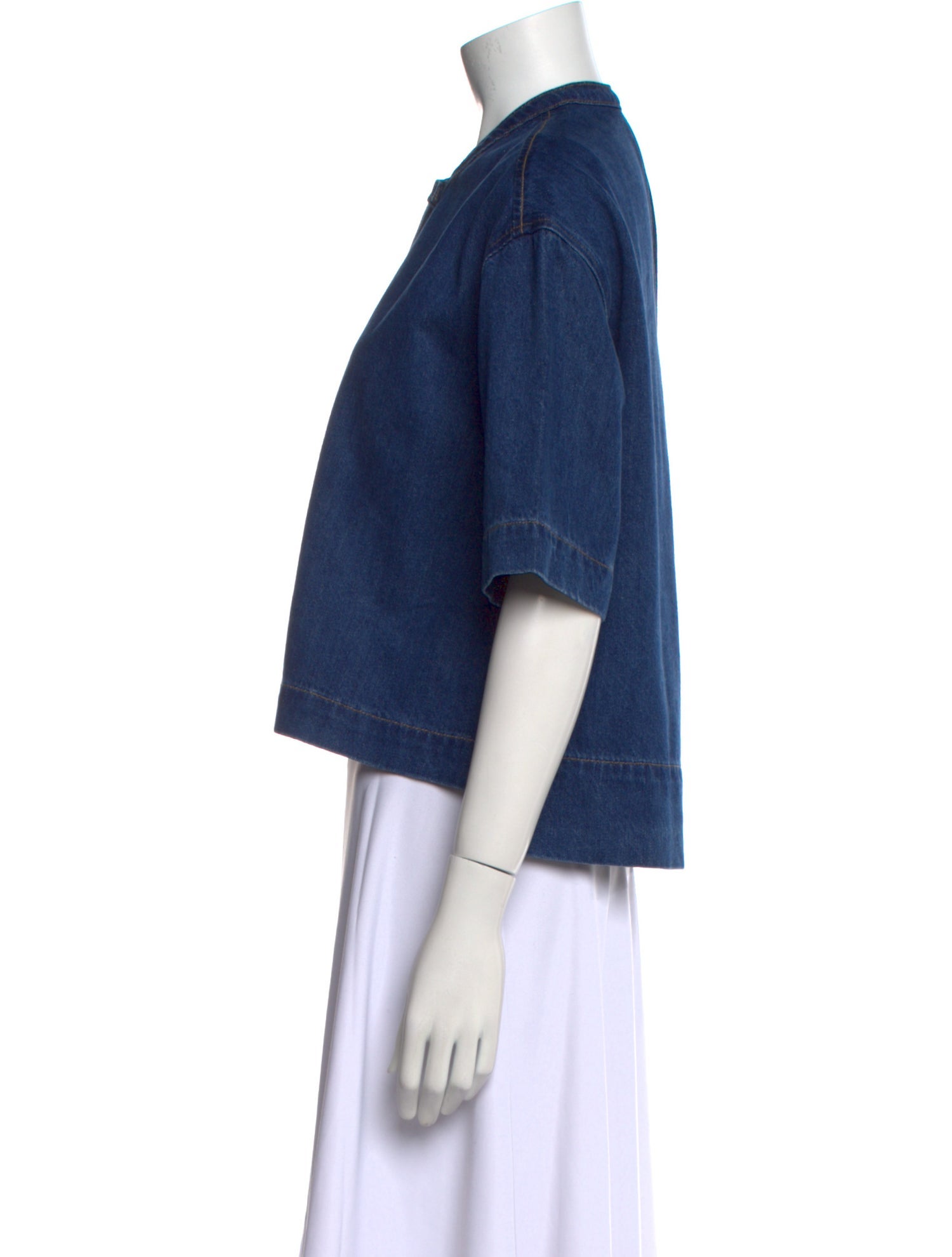 Rosetta Getty Mock Neck Short Sleeve Crop Top