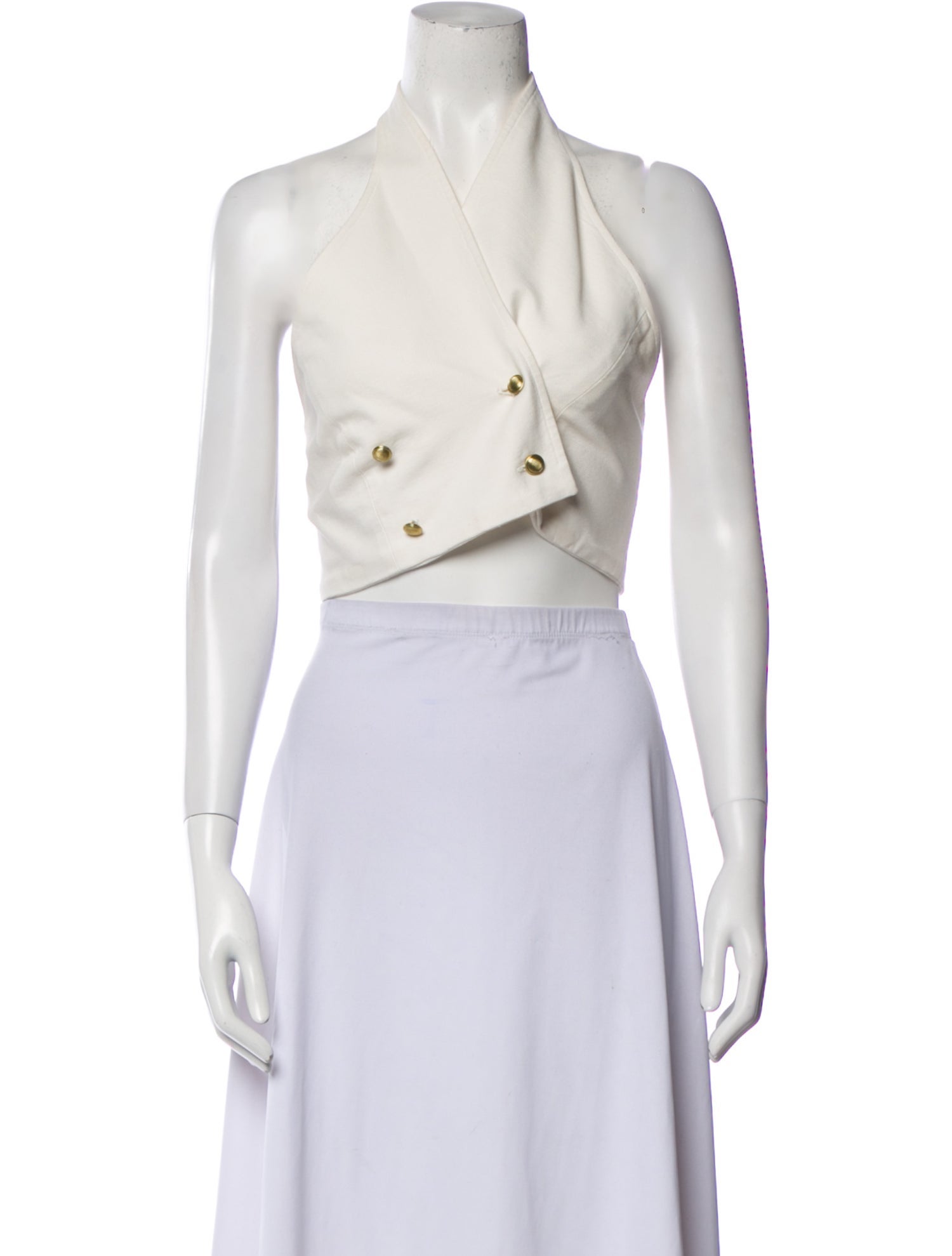 Rosetta Getty V-Neck Sleeveless Crop Top