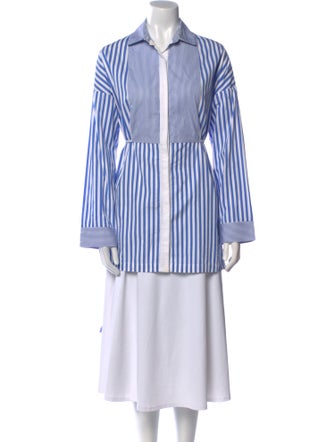 Rosetta Getty Striped Long Sleeve Button-Up Top