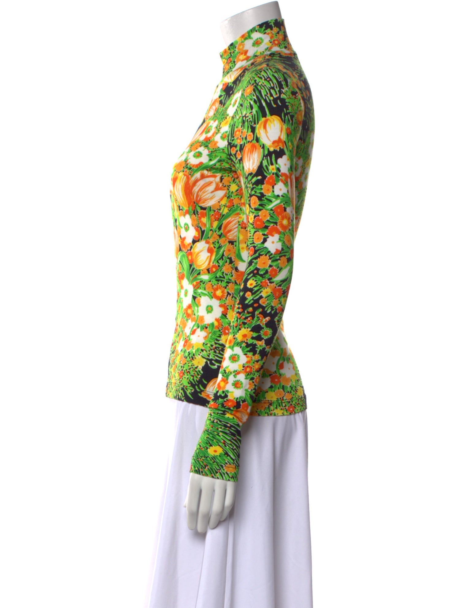 Rosetta Getty Printed Mock Neck Button-Up Top w/ Tags