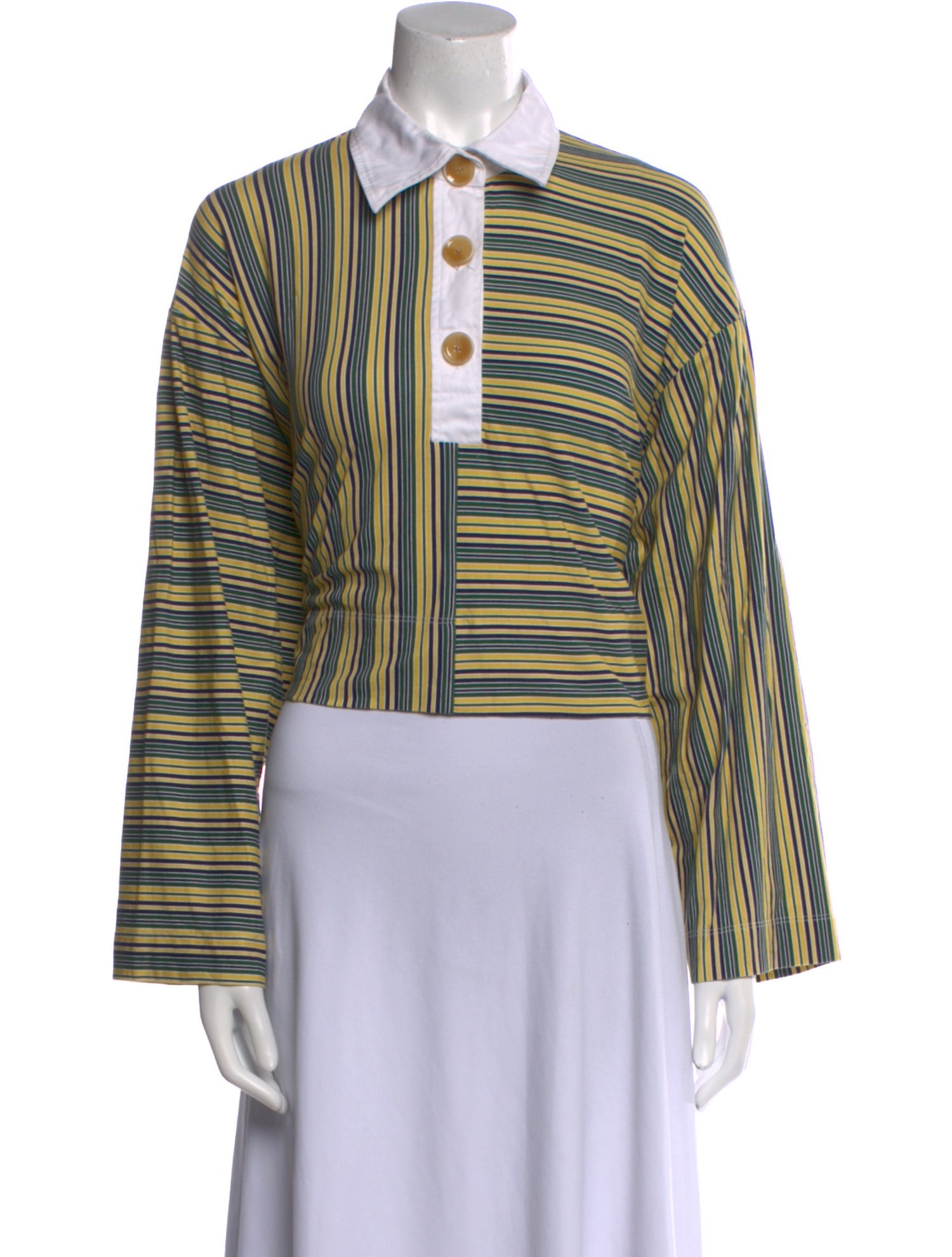 Rosetta Getty Striped Long Sleeve Button-Up Top