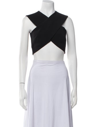 Rosetta Getty V-Neck Sleeveless Crop Top