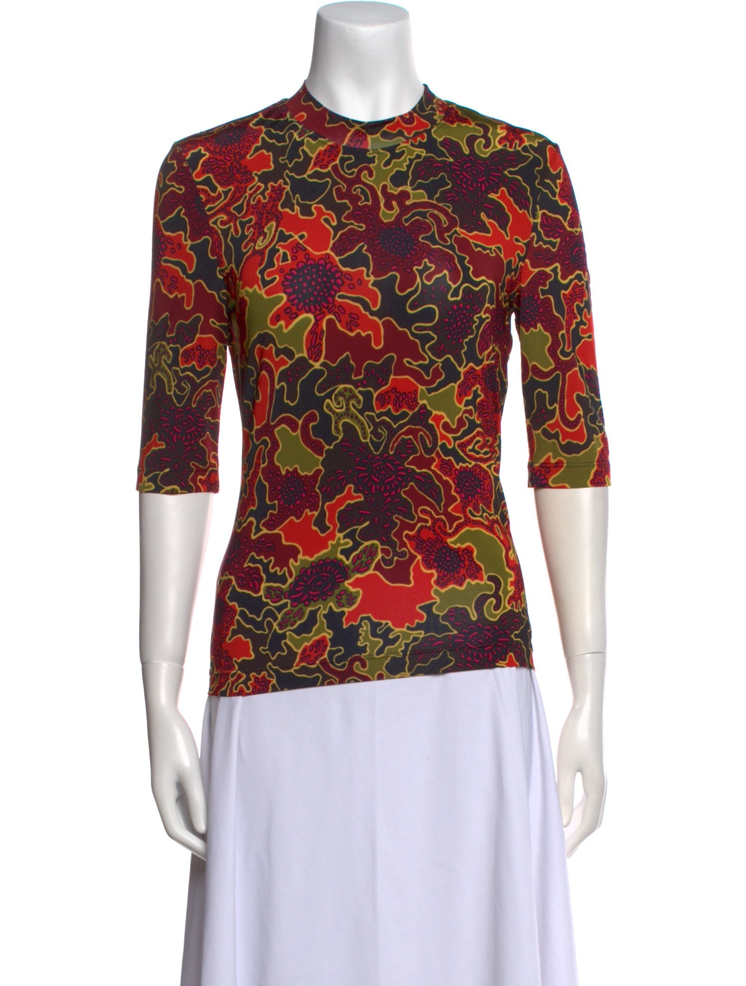 Rosetta Getty Printed Crew Neck Top