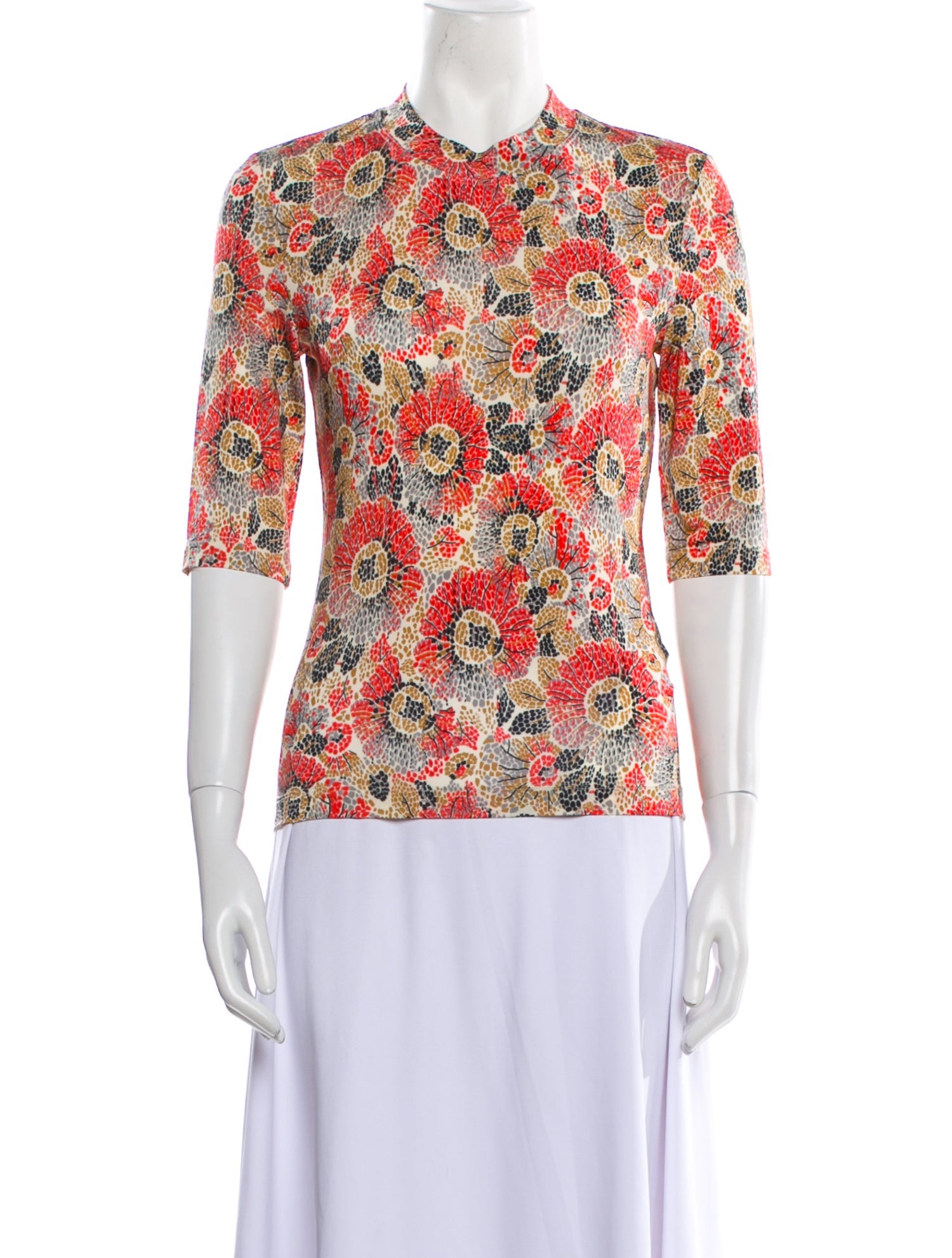 Rosetta Getty Floral Print Crew Neck Top