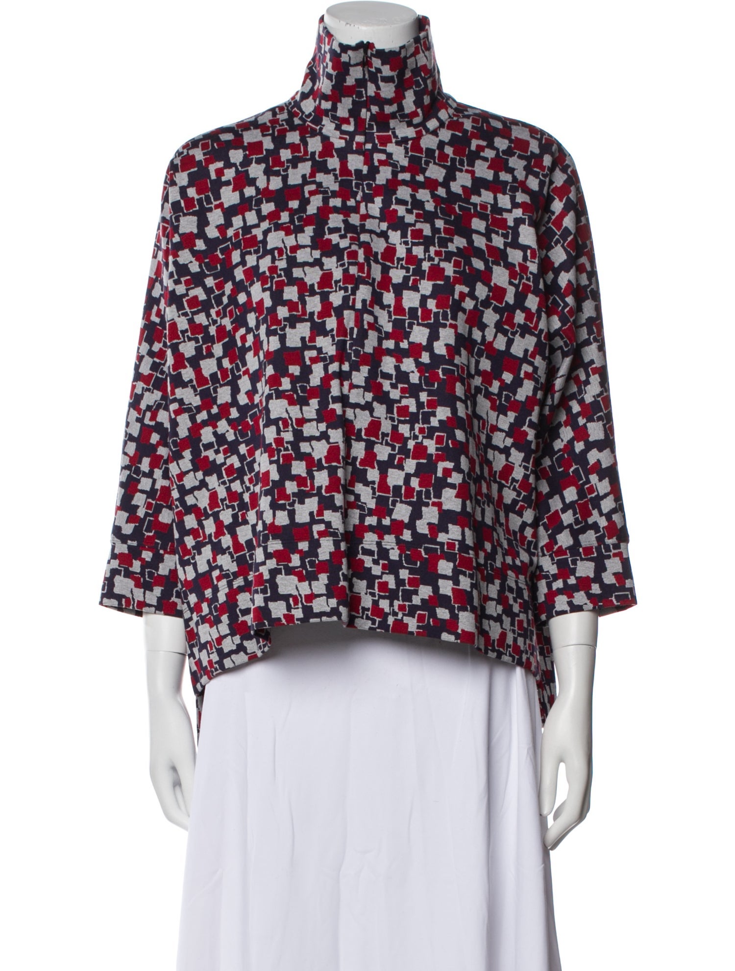 Rosetta Getty Floral Print Mock Neck Blouse