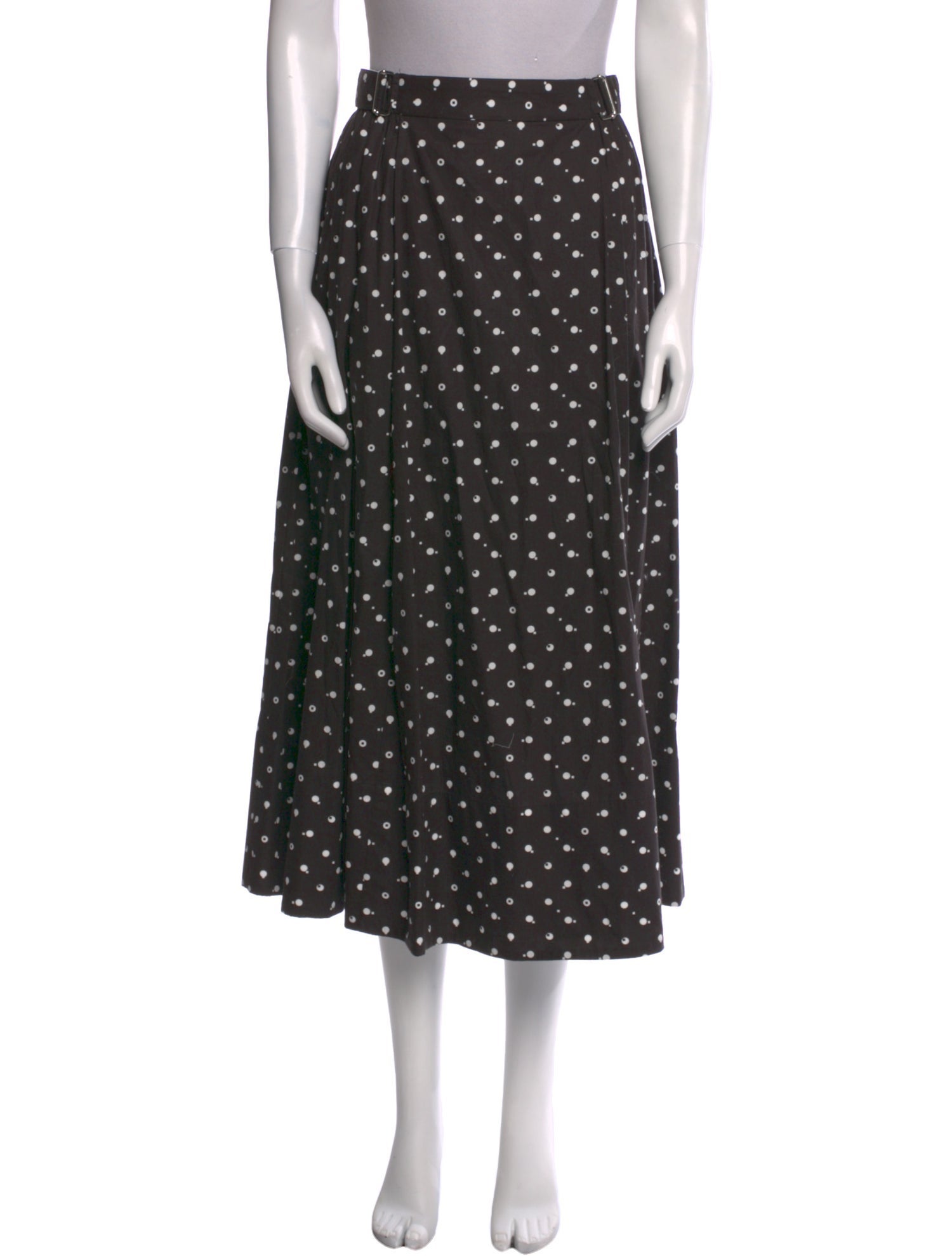 Rosetta Getty Polka Dot Print Midi Length Skirt