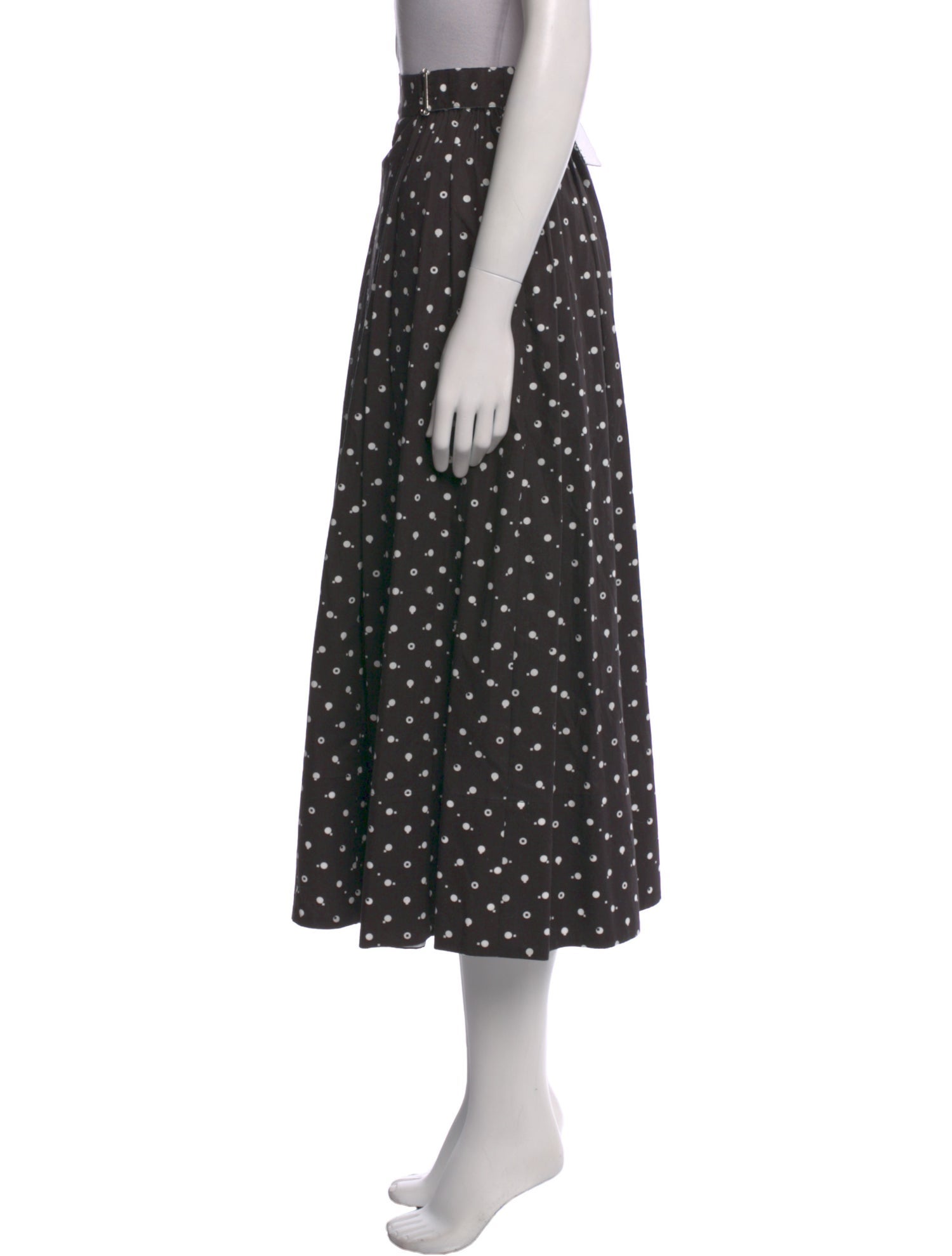 Rosetta Getty Polka Dot Print Midi Length Skirt