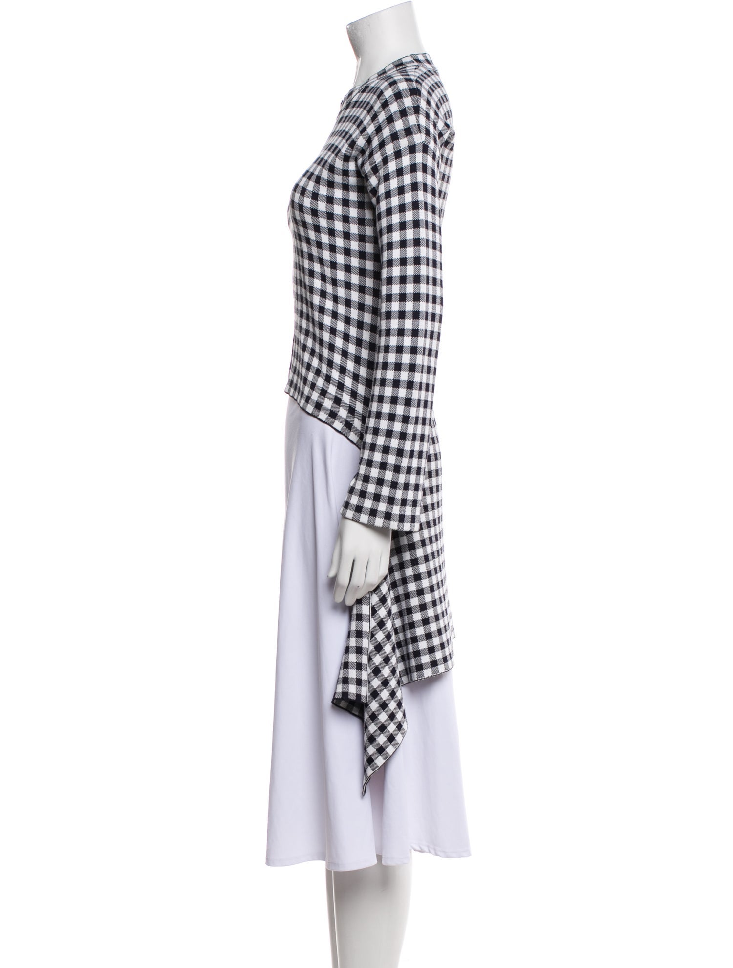 Rosetta Getty Plaid Print Crew Neck Crop Top