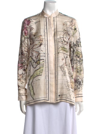 Rosetta Getty Silk Printed Button-Up Top