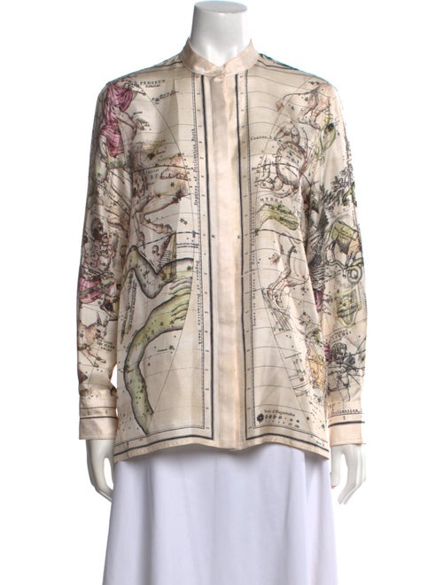 Rosetta Getty Silk Printed Button-Up Top