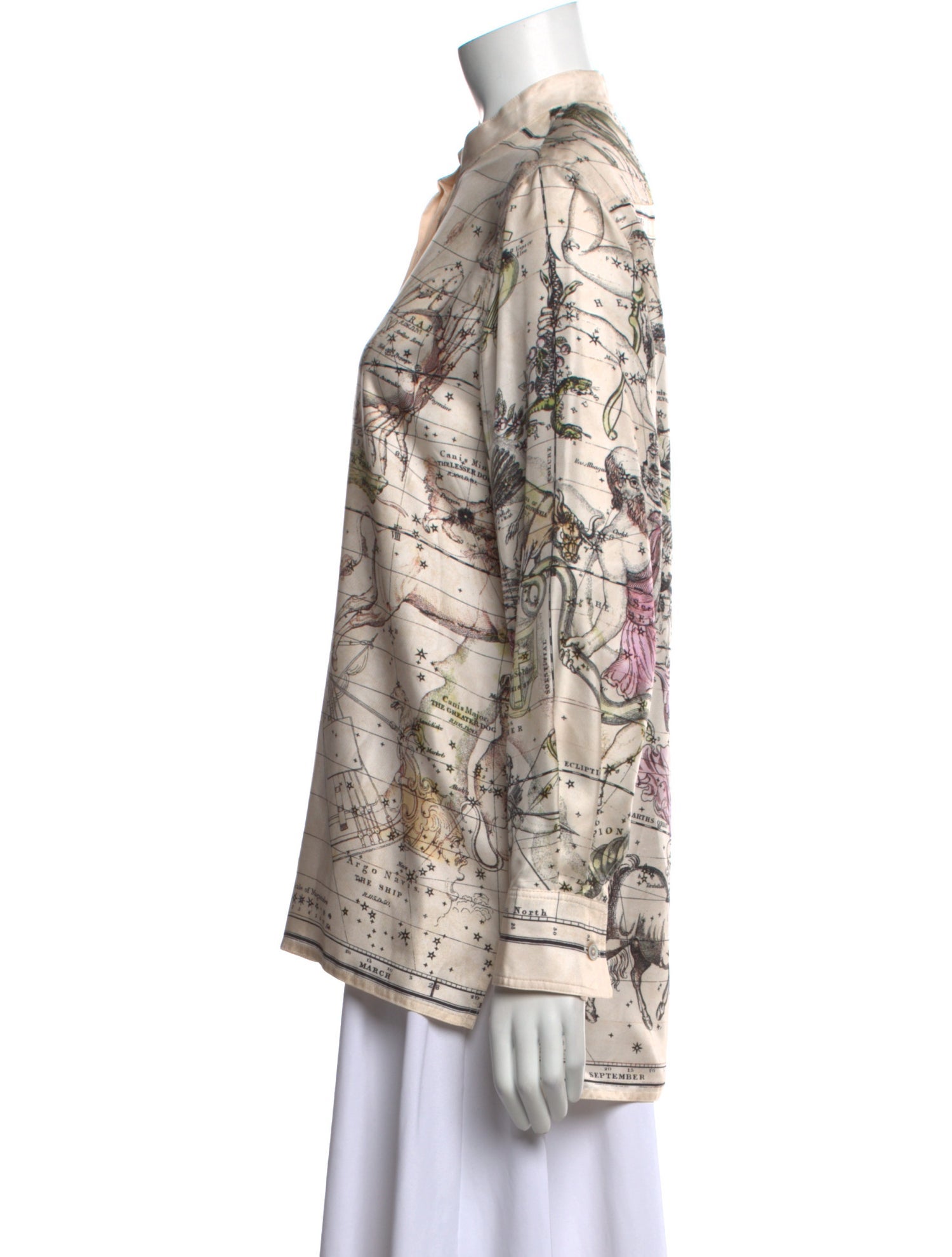 Rosetta Getty Silk Printed Button-Up Top