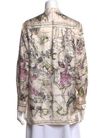 Rosetta Getty Silk Printed Button-Up Top