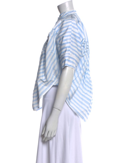 Rosetta Getty Striped Mock Neck Button-Up Top