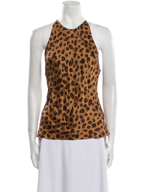 Rosetta Getty Animal Print Halterneck Top