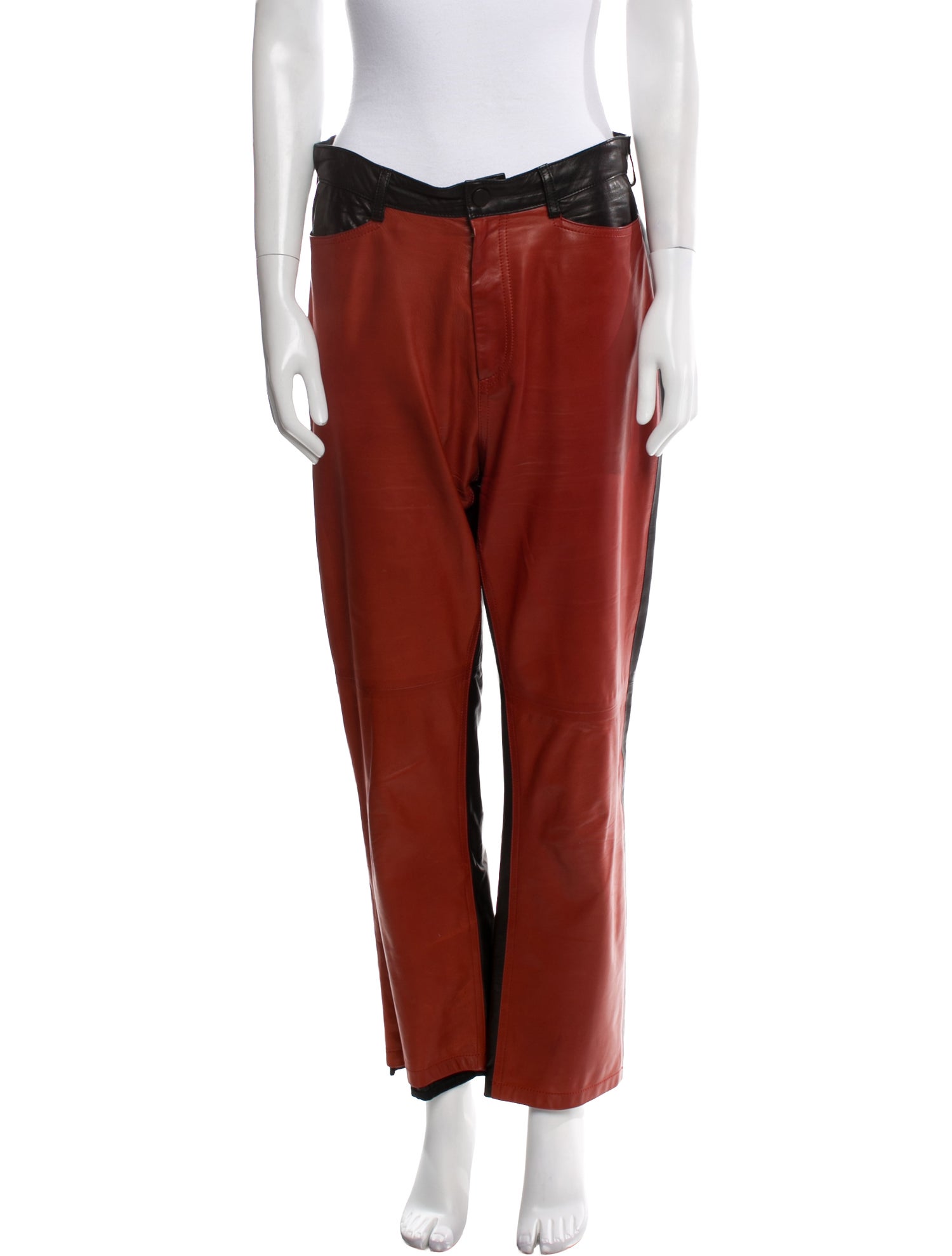 Rosetta Getty Lambskin Straight Leg Pants