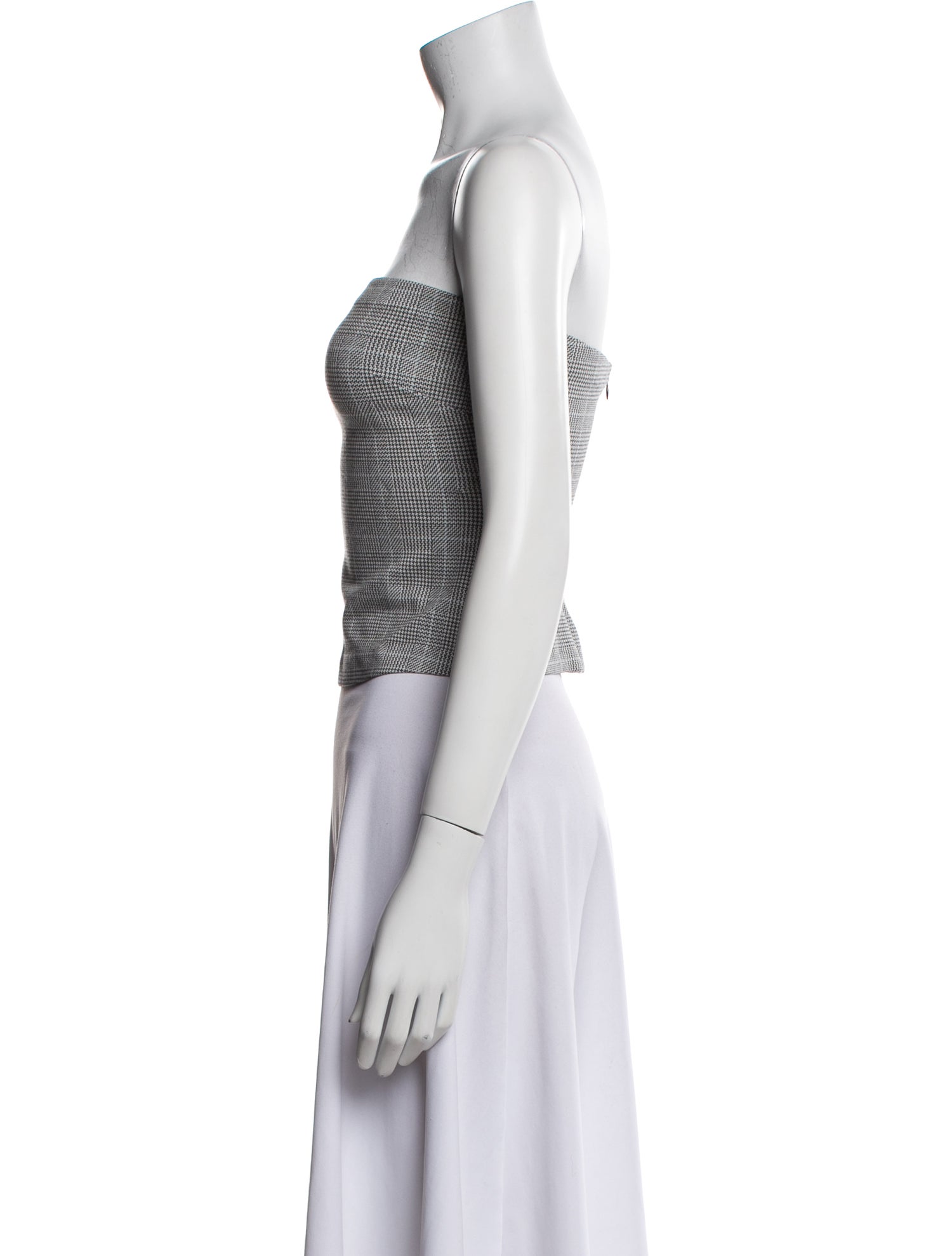 Rosetta Getty Plaid Print Strapless Crop Top