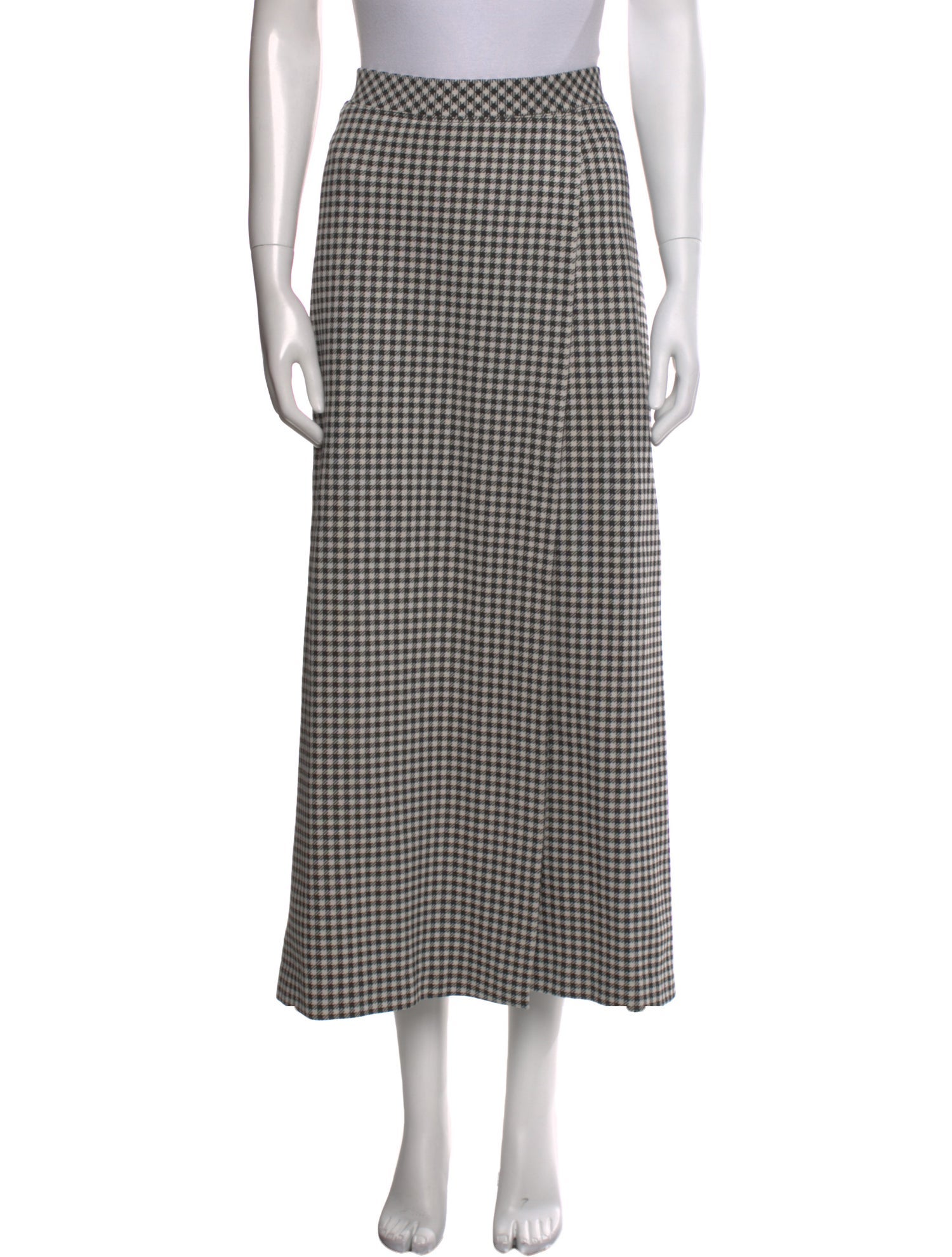 Rosetta Getty Plaid Print Midi Length Skirt