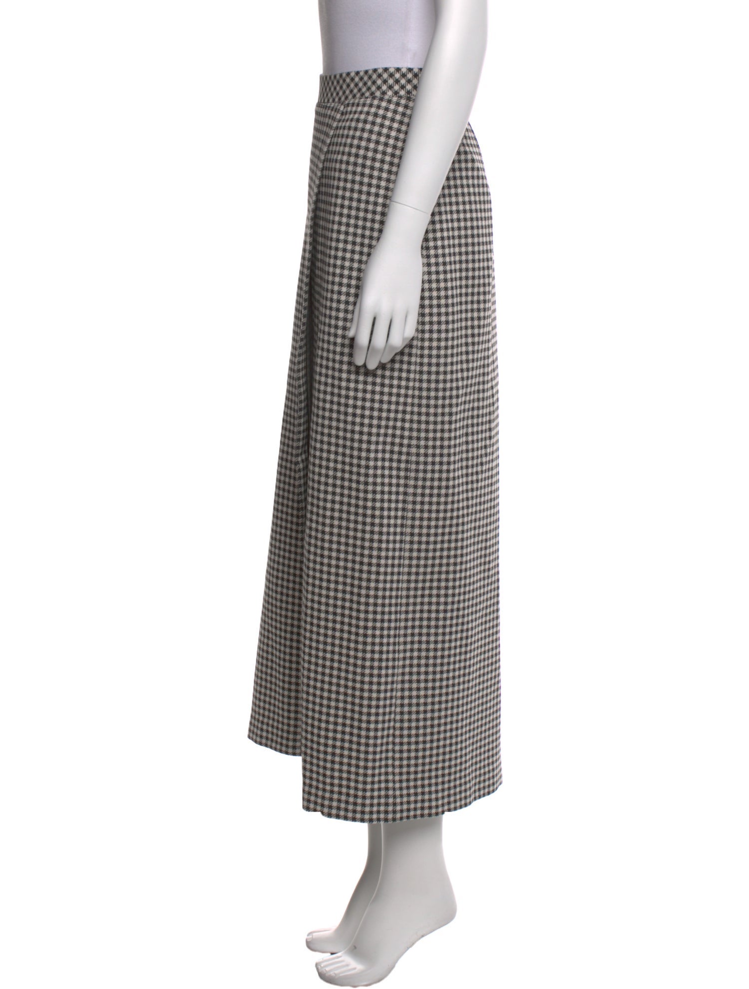 Rosetta Getty Plaid Print Midi Length Skirt