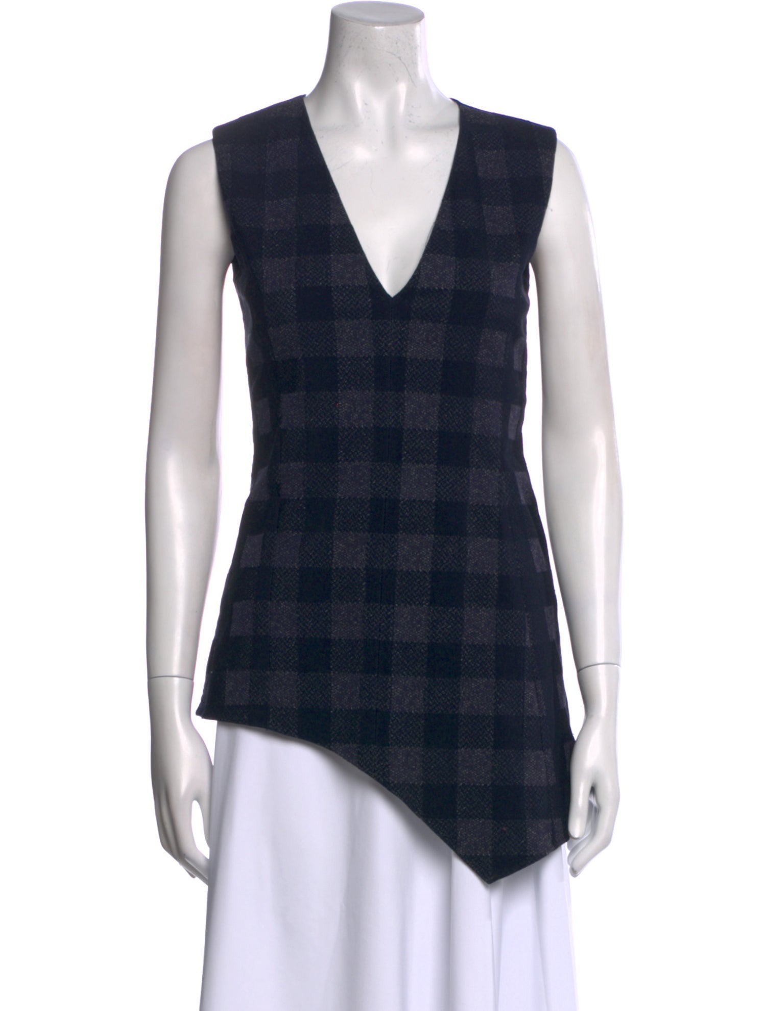 Rosetta Getty Plaid Print V-Neck Top