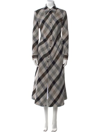 Rosetta Getty Plaid Print Long Dress