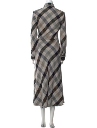 Rosetta Getty Plaid Print Long Dress