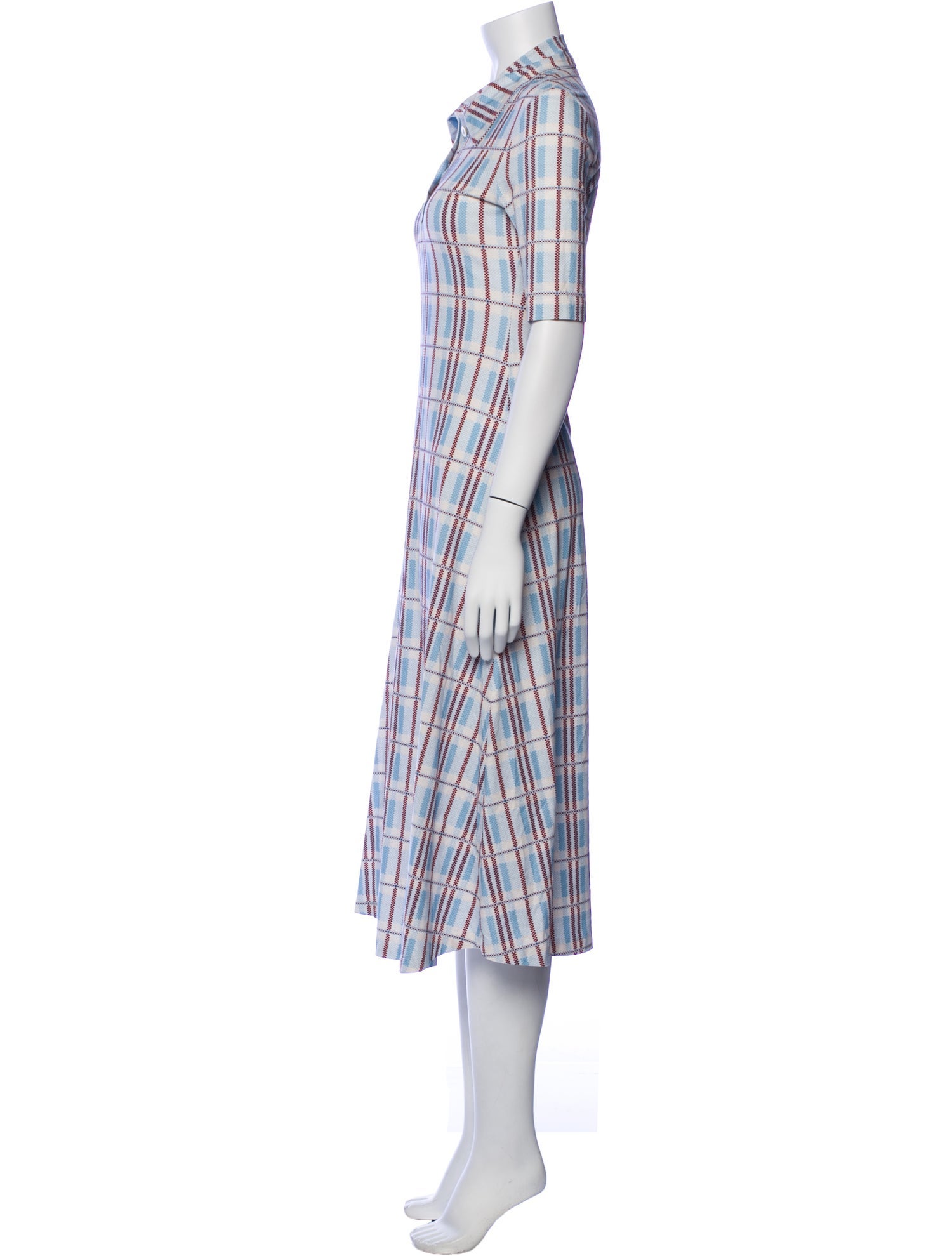 Rosetta Getty Plaid Print Midi Length Dress