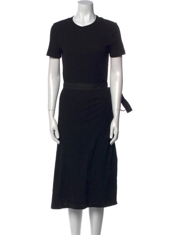 Pre-owned Rosetta Getty Crew Neck Midi Length Dress In Black