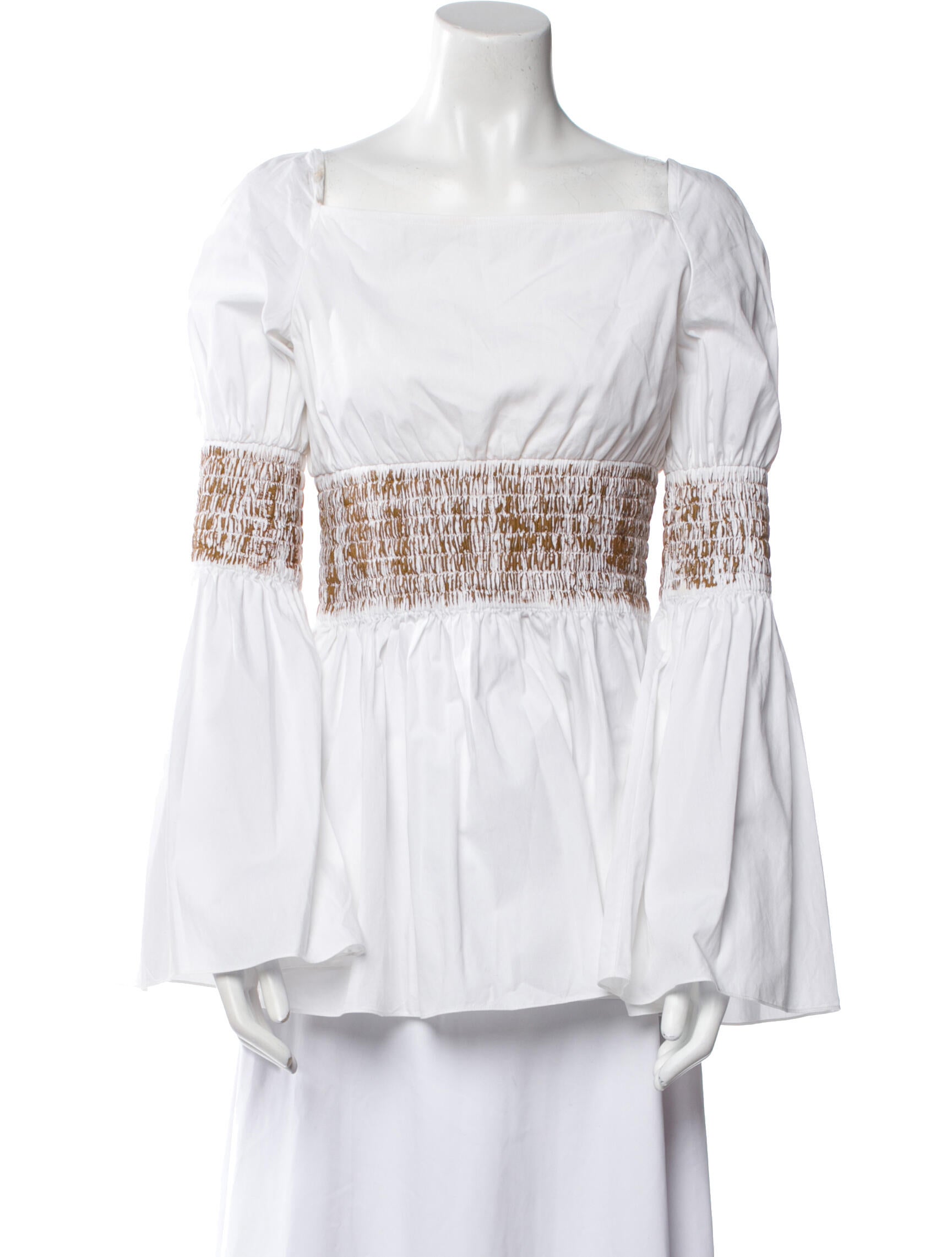 Rosetta Getty Off-The-Shoulder Long Sleeve Blouse