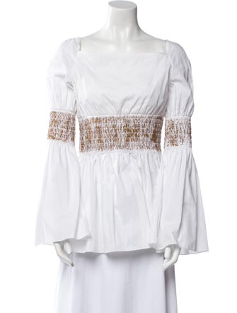 Rosetta Getty Off-The-Shoulder Long Sleeve Blouse