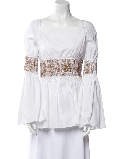 Rosetta Getty Off-The-Shoulder Long Sleeve Blouse